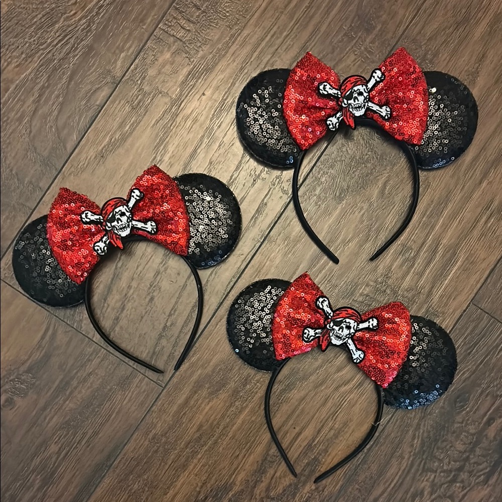 Pirate Mouse Ears Headband - Red and Black